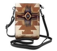 Native American Patterns Small Cell Phone Purse, Floral Print Crossbody Bag, Pu Leather Mini Wallet With Shoulder Strap, Secure Magnetic Closure.