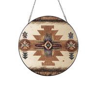 Native American Patterns Stained Glass Sun Catcher for Window Garden Hanging Suncatchers Balcony Decor Gift 8in（20cm）