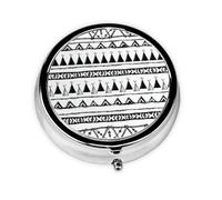 Native American Patterns This Small, Round Pill Box is a Portable Travel Medicine Organizer with Three compartments for Storing Daily medications.