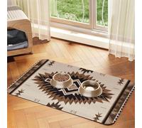 Native American Pet Feeding Mat Absorbent Pu Leather Dog Cat Food Mats Contain Spills Protects Floors, Anti-Slip Rubber Backing Dog Bowl Mats Easy Clean Pet Placemats 40x60cm