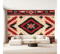 Native American Photo Wallpaper for Bedroom, Navajo Tribal Aztec Wall Mural for Living Room, Black Red Wallpaper 300x210 Nonwoven Wall Paper Home Decor W24