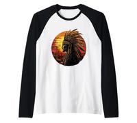 Native American Pride Indian Chief Sunset Indian Tribe Raglan Baseball Tee