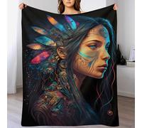 Native American Princess Bedding Soft Flannel Throw Blanket - Plush Blanket Warming Decor Gift, Four Seasons Living Room Outdoor Fuzzy Blanket Travel Camping Blanket(140×180cm)