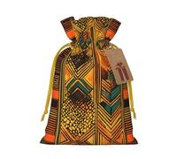 Native American Print Christmas Drawstring Gift Bags With Cards For Xmas Party Decorations Holiday