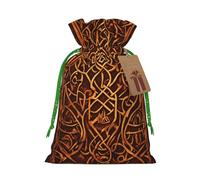 Native American Print Christmas Drawstring Gift Bags With Cards For Xmas Party Decorations Holiday