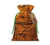 Native American Print Christmas Drawstring Gift Bags With Cards For Xmas Party Decorations Holiday