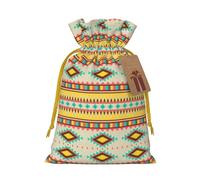 Native American Print Drawstring Pouches For Gifts,Reusable Fabric Gift Bags,For Holiday And Party Presents