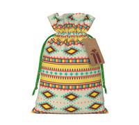 Native American Print Drawstring Pouches For Gifts,Reusable Fabric Gift Bags,For Holiday And Party Presents
