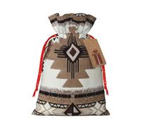 Native American Print Gift Bag, Bring a Drawstring, Reusable Gift Bag for Holiday Party and Wedding