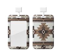 Native American Print Id Badge Holder with Lanyard,Detachable Lanyards for Id Badges, Vertical Id Card Protector Case