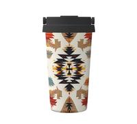 Native American Print Insulated Coffee Tumbler, 500ml Leakproof Stainless Steel Travel Mug, Double Walled, Hot & Cold Drinks - Perfect for Commuting, Office, Home