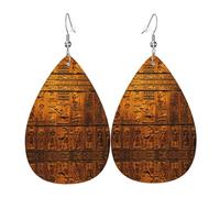 Native American Print Leather Earrings - Dangle Drop Earrings, Lightweight Teardrop Jewelry, Costume Party Pendants
