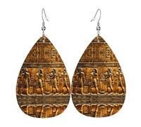 Native American Print Leather Earrings - Dangle Drop Earrings, Lightweight Teardrop Jewelry, Costume Party Pendants
