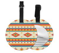 Native American Print Luggage Tag Round Leather Luggage Tag Easy Identification & Privacy Protection for Suitcases Easy to Identify Privacy Cover Id Label