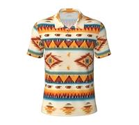 Native American Print Print Polo Shirts for Men, Short Sleeve Polo T-Shirt, Moisture Wicking Athletic Mens Casual Shirts, Black, XXL