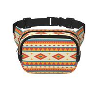 Native American Print Unisex Square Double Layer Waist Bag Trendy Crossbody Fanny Pack Travel Workouts, Black, One Size