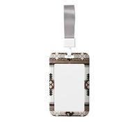 Native American Printed Id Badge Holder with Neck Strap Vertical Waterproof Name Card Holder for Office School