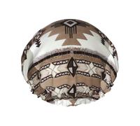 Native American Printed Shower Cap, Double Layer Hair Cover For Bathing, Reusable Headgear For Long Hair