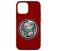 Native American Red Black Haida Art Otter Salmon Case for iPhone 12 mini