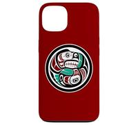 Native American Red Black Haida Art Otter Salmon Case for iPhone 13