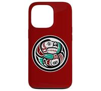 Native American Red Black Haida Art Otter Salmon Case for iPhone 13 Pro
