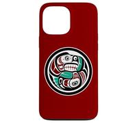 Native American Red Black Haida Art Otter Salmon Case for iPhone 13 Pro Max