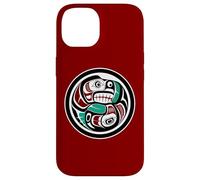 Native American Red Black Haida Art Otter Salmon Case for iPhone 14
