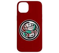Native American Red Black Haida Art Otter Salmon Case for iPhone 14 Plus