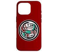 Native American Red Black Haida Art Otter Salmon Case for iPhone 16 Pro