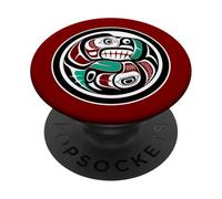 Native American Red Black Haida Art Otter Salmon PopSockets Adhesive PopGrip