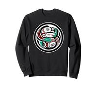 Native American Red Black Haida Art Otter Salmon Sweatshirt