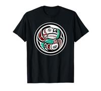 Native American Red Black Haida Art Otter Salmon T-Shirt