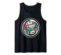 Native American Red Black Haida Art Otter Salmon Tank Top