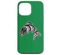Native American Red Black Haida Art Salmon Case for iPhone 13 Pro Max