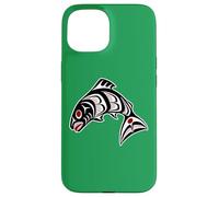 Native American Red Black Haida Art Salmon Case for iPhone 15