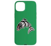Native American Red Black Haida Art Salmon Case for iPhone 15 Plus