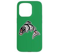 Native American Red Black Haida Art Salmon Case for iPhone 15 Pro