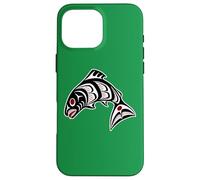 Native American Red Black Haida Art Salmon Case for iPhone 16 Pro Max