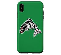 Native American Red Black Haida Art Salmon Case for iPhone XS Max
