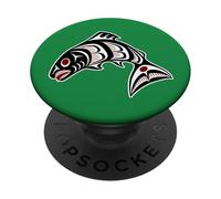 Native American Red Black Haida Art Salmon PopSockets Adhesive PopGrip
