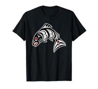 Native American Red Black Haida Art Salmon T-Shirt