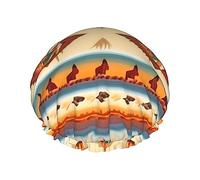 Native American Reusable Shower Cap,Double Layer Water Shower Non Wetting Hair Cap,Large Size For All Hair Lengths