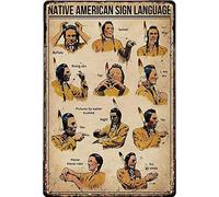 Native American Sign Language Men Women,Wall Decor For Bars,Restaurants,Cafes Pubs Tin Metal Bee Wall Decor Poster Metal Sign 8X12 Inches