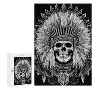 Native American Skull Art Print Puzzle 1000 Teile Schwer Puzzle Spielzeug Lernspiel Impossible Herausforderungsspielzeug Für Erwachsene Kinder 300 PCS