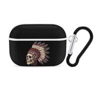 Native American Skull Earphone Case PC Bluetooth Earbud Case Headphone Cases Compatible with Airpods Pro White-style