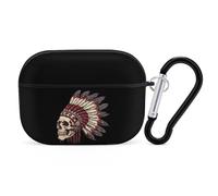Native American Skull Earphone Case PC Bluetooth Earbud Case Headphone Cases Compatible with Airpods Pro Black-style