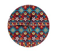 Native American Southwestern Navajo Art2 Native American Southwestern Navajo Art 10in Round Wall Clock Non-Ticking Battery Silent Clock Modern Style Decorative for Living Room, Kitchen, Home,Bathroom,