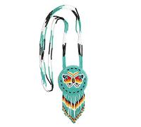 Native American Style Layered Beaded Necklace- Ukrainian beaded Necklace Native Handmade Seed Bead Necklace,Tribal ethnic beaded necklace (Butterfly (Turquoise))