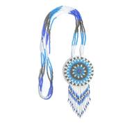 Native American Style Seed Beads beaded Layered Medallion Tribal ethnic Beaded Necklace MN-25-33, One Size, Glass, No Gemstone