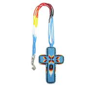 Native American Style Seed Beads beaded Layered Medallion Tribal ethnic Beaded Necklace MN-25-33, One Size, Glass, No Gemstone